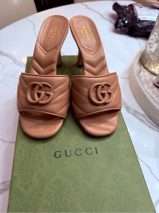 Gucci Shoes - Gucci Nappa Matelassé GG Marmont Slides – Size 6